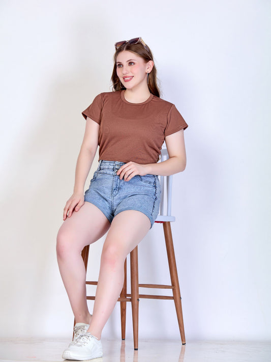 Ribbed Crop Top : Terracotta