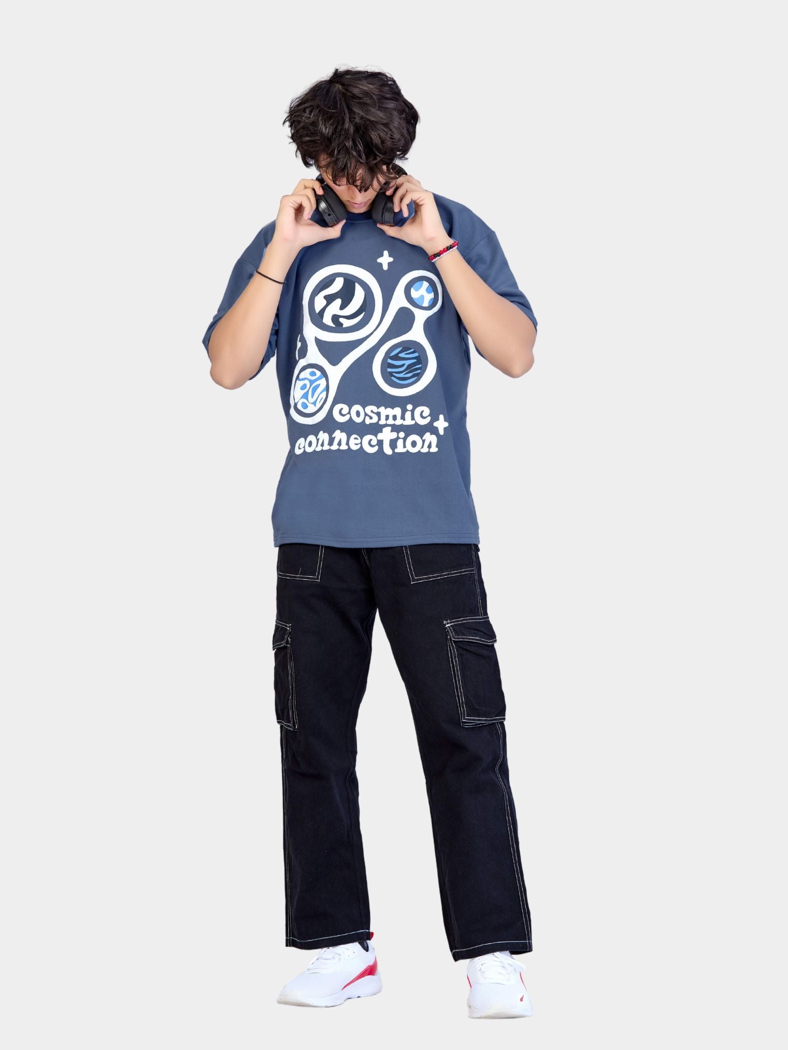 Cosmic Connection: Men's Heavy Gauge Fabric Oversized T-shirt