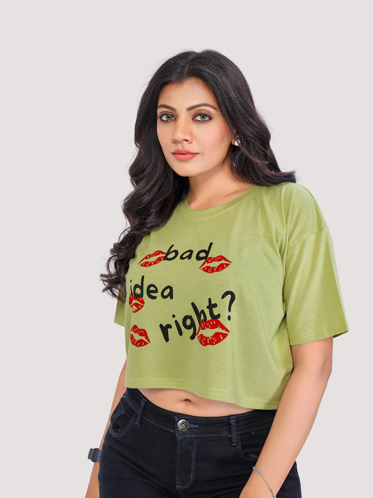 Bad Idea Right ? : Women's Oversized Crop-top