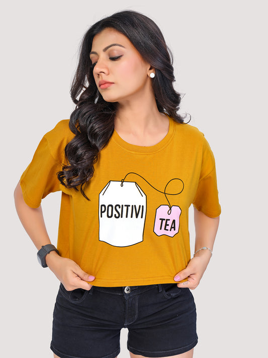 Positivi-Tea : Women's Oversized Crop-top