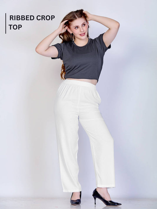Ribbed Crop Top : Soft Grey