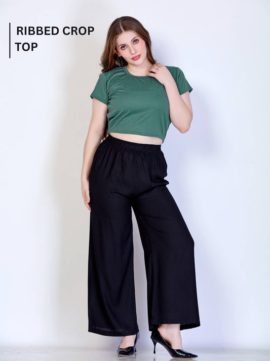 Ribbed Crop Top : Emerald