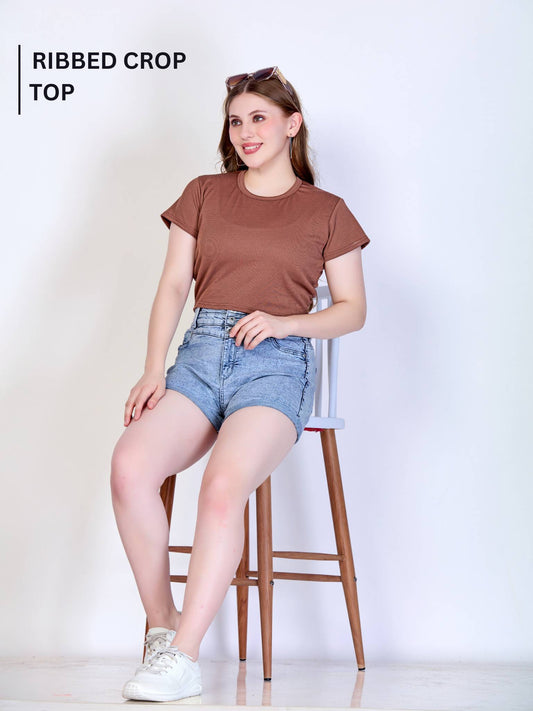 Ribbed Crop Top : Terracotta