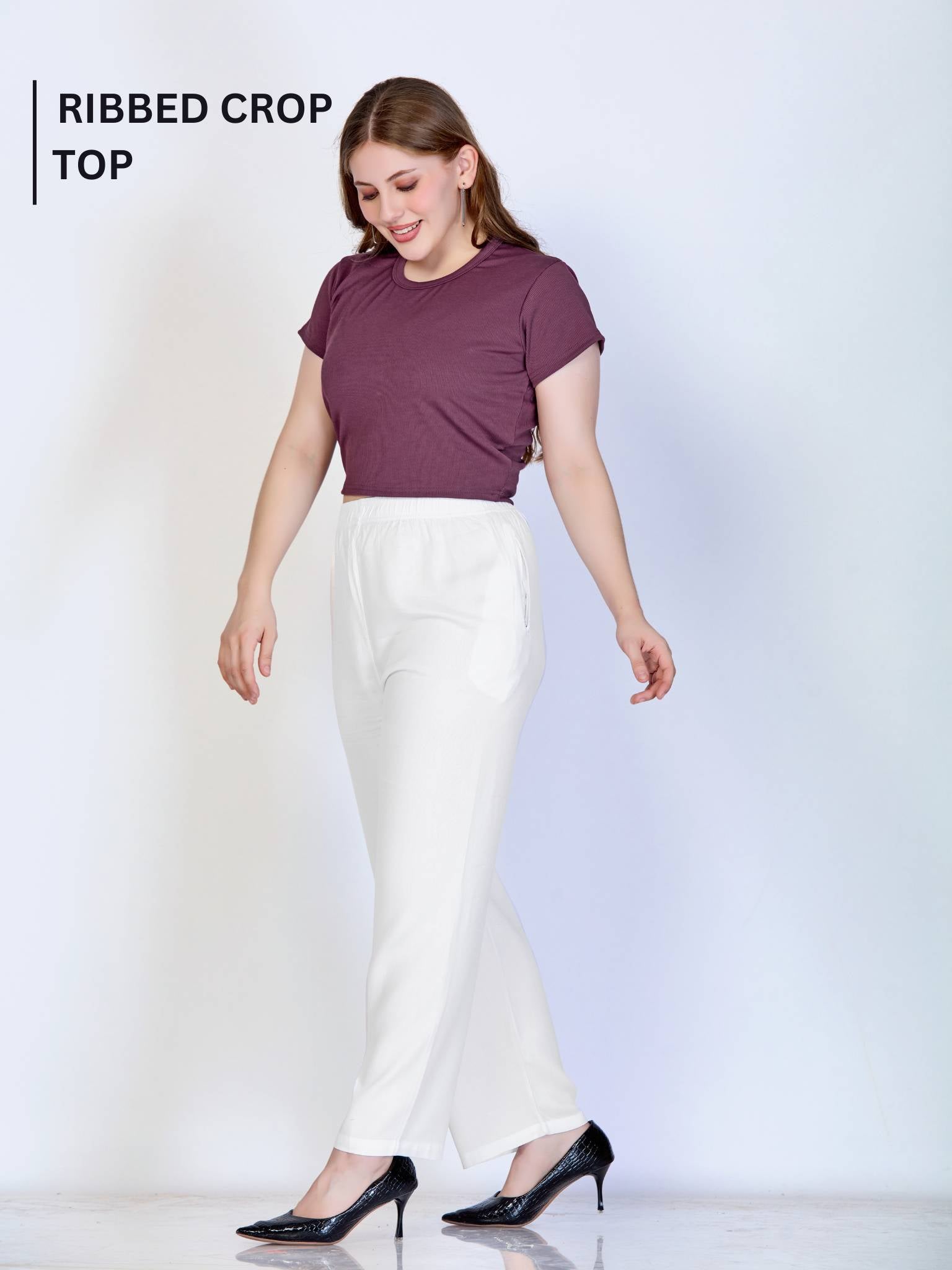 Ribbed Crop Top : Purple