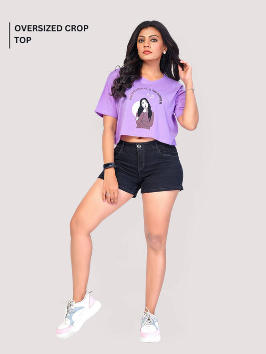 Professional Overthinker : Women's Oversized Crop-top